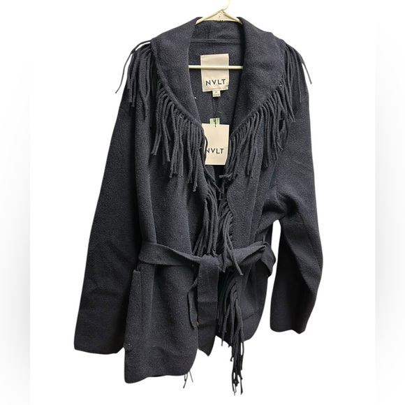 Anthropologie NVLT Fringe Tie Waist Knit Jacket 3X Plus